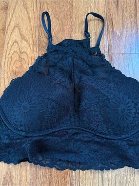 PINK Victoria's Secret Black Lace High-Neck Bralette